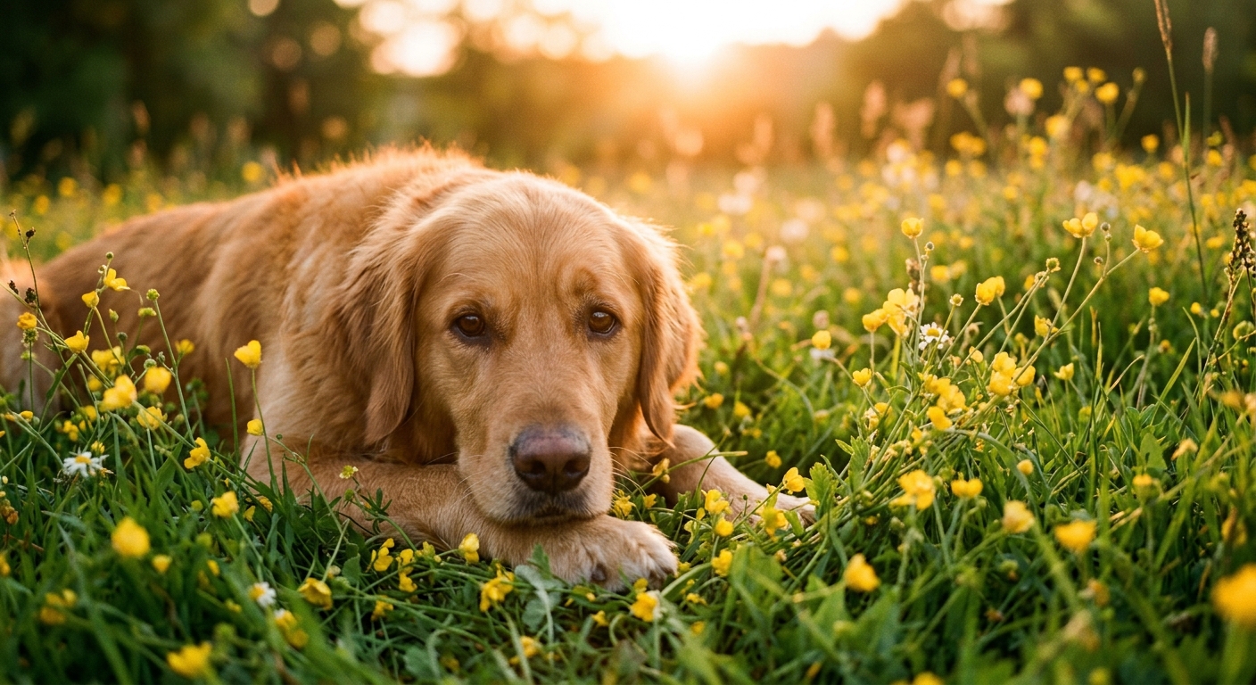 Cooper enjoying the golden sun